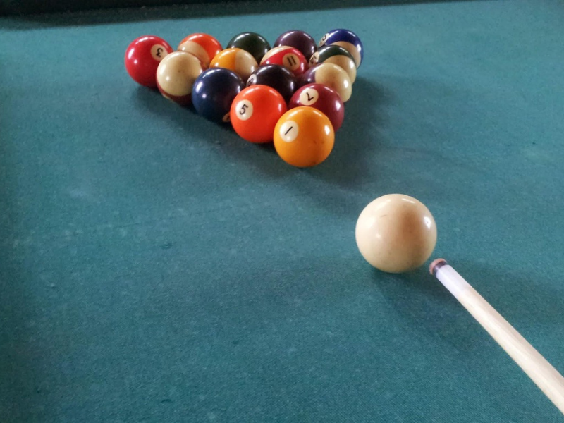 American pool balls in a triangle