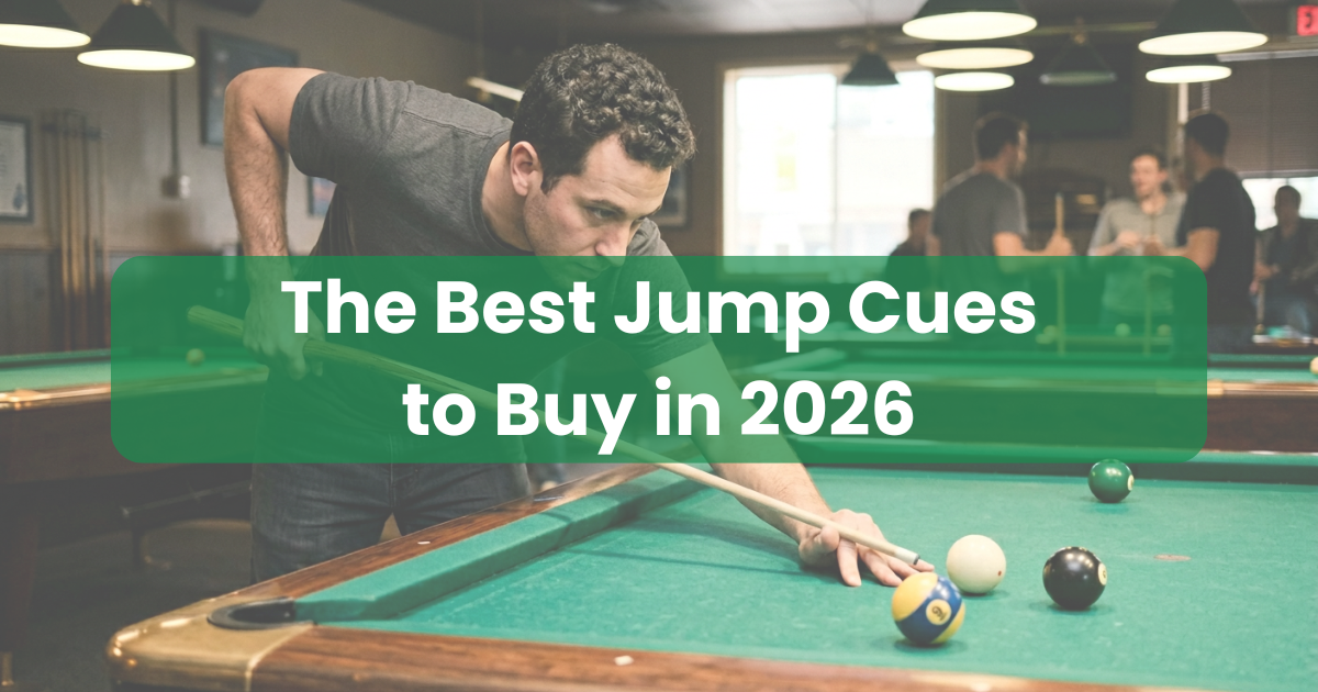 A man taking a shot with a jump cue in pool