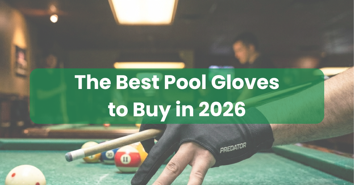 A closeup of a pool player's glove while he takes a shot